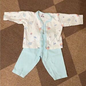 Kids Matching Set in Light Blue and White